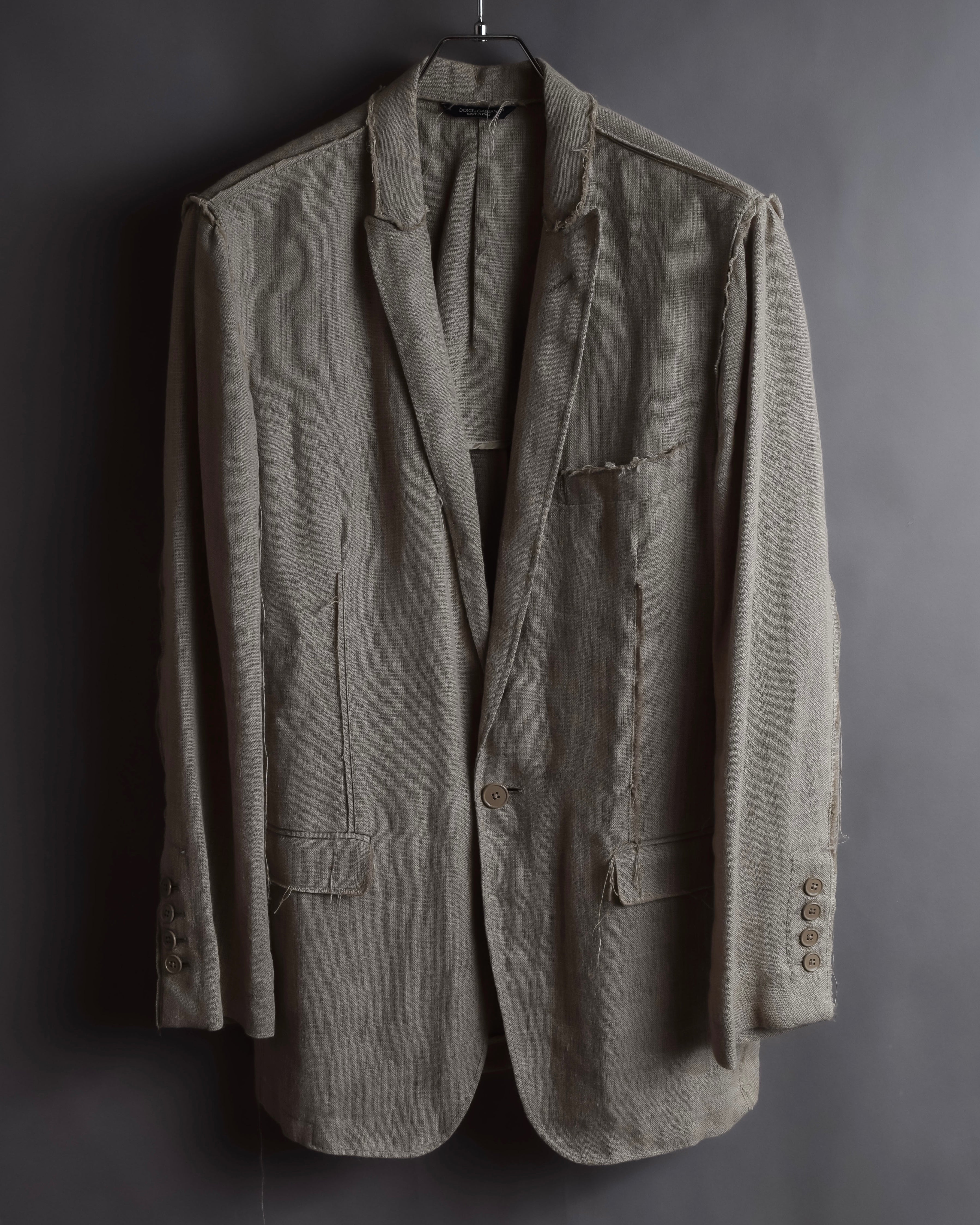 "Dolce & Gabbana" Raw edge frayed linen tailored jacket