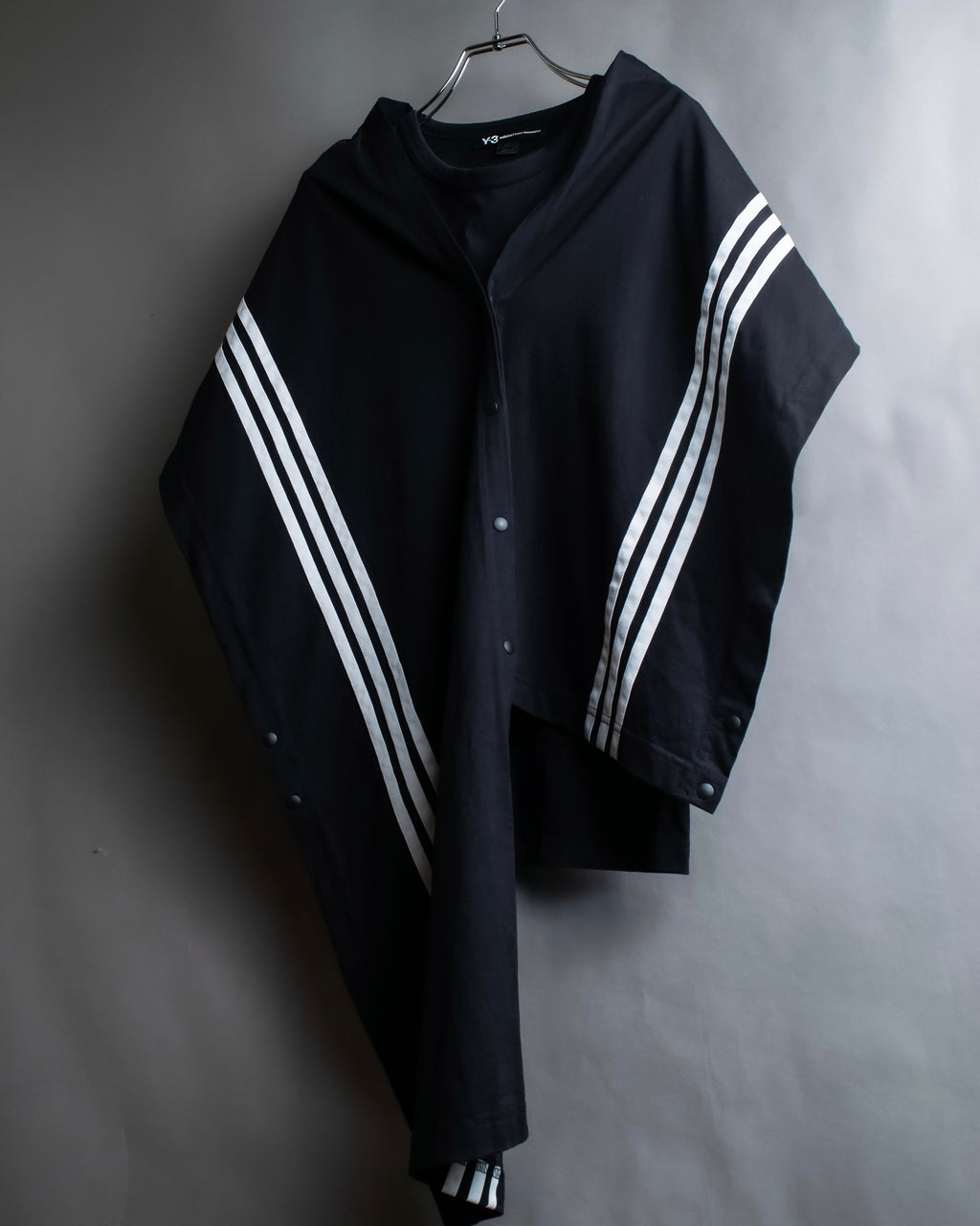 "Y-3" Asymmetrical three-stripes wrap dress