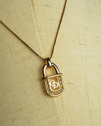"Christian Dior" 90's Rhinestone padlock pendant necklace