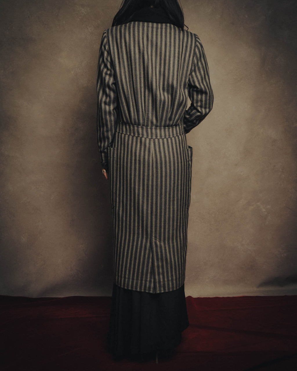 -SPECIAL- “GUCCI” 80’s-90’s Textured striped shawl collar long coat