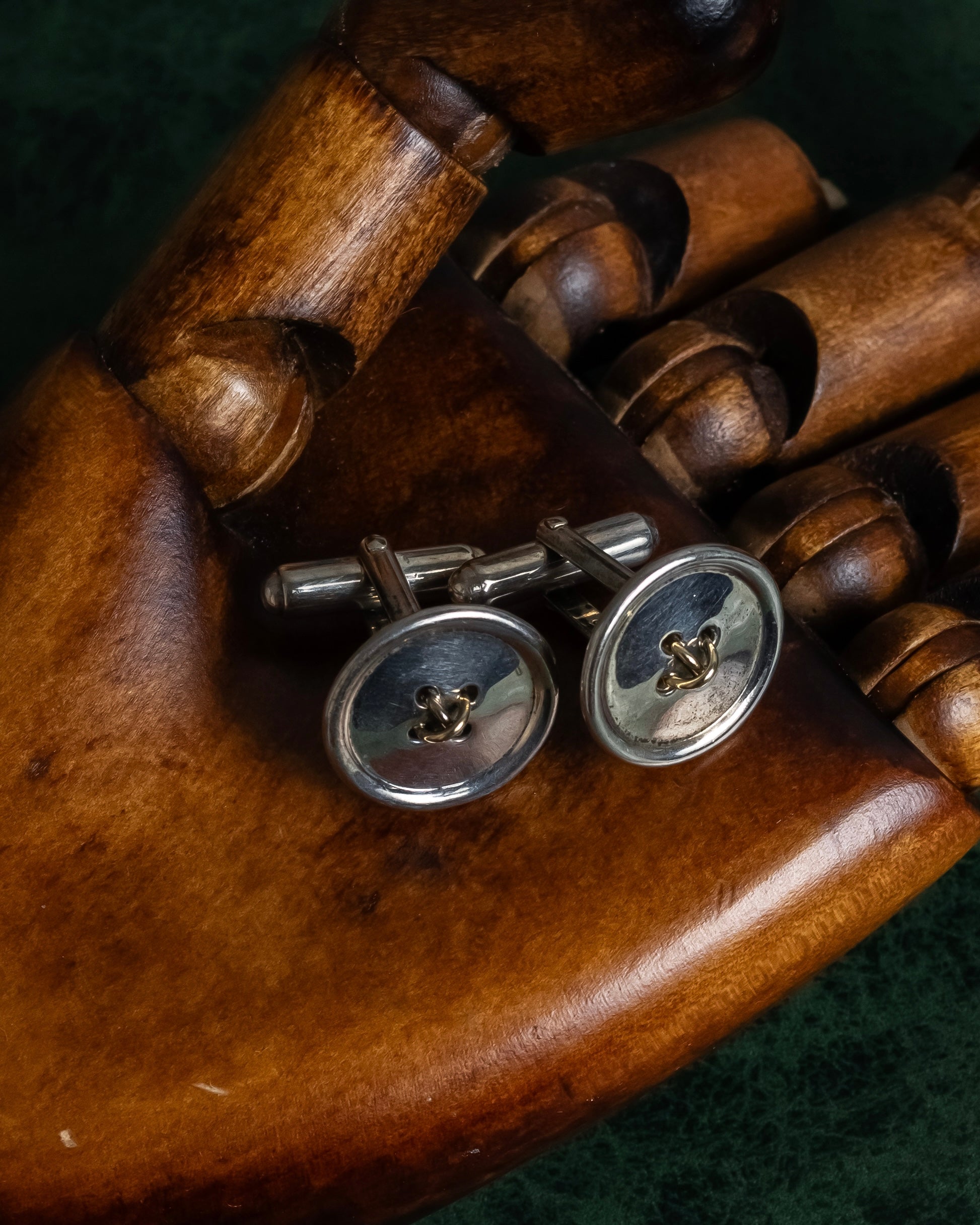 "Tiffany&Co" Button motif design silver cufflinks