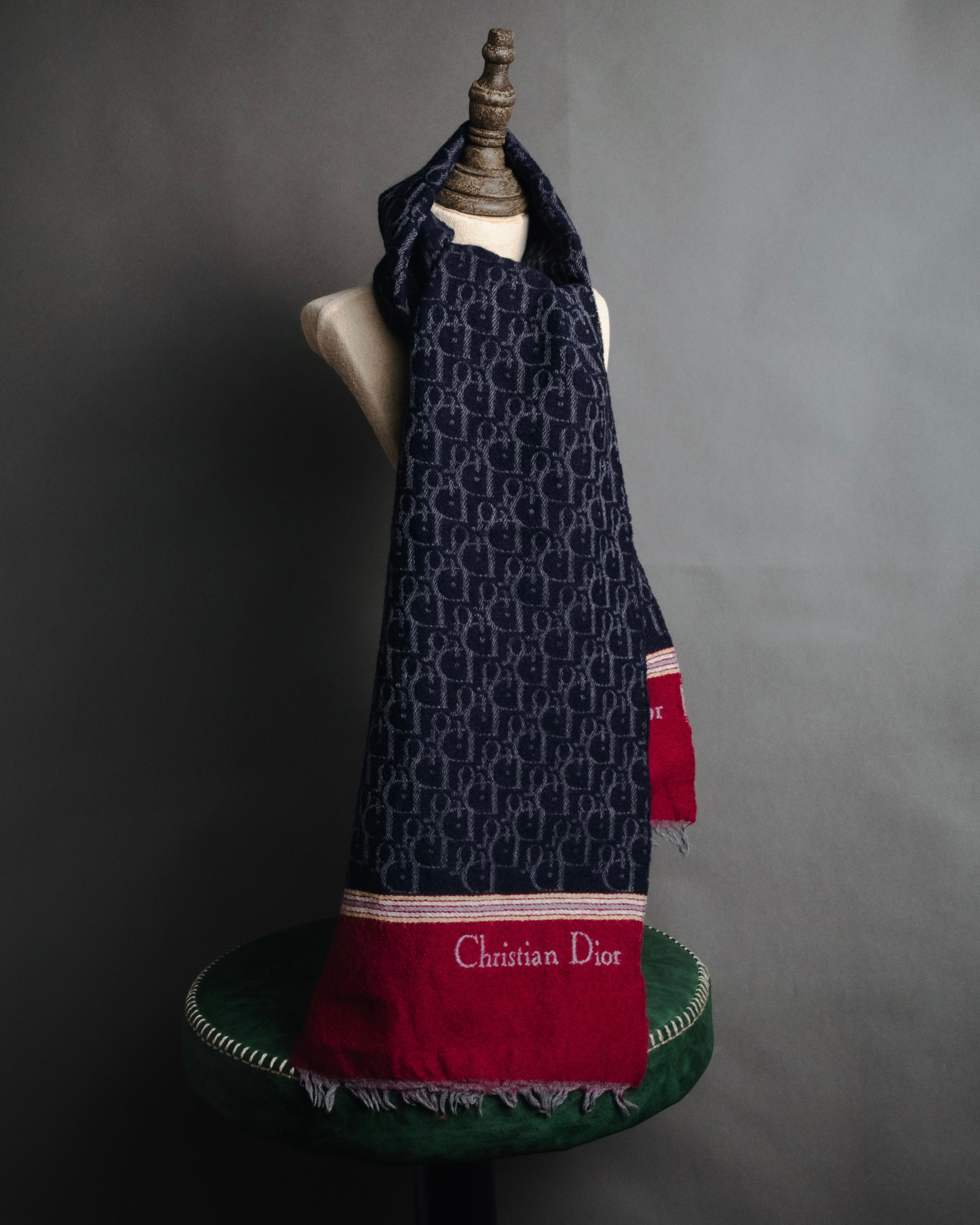 Christian Dior - Oblique Jacquard Shawl - Navy - 1970s-1980s