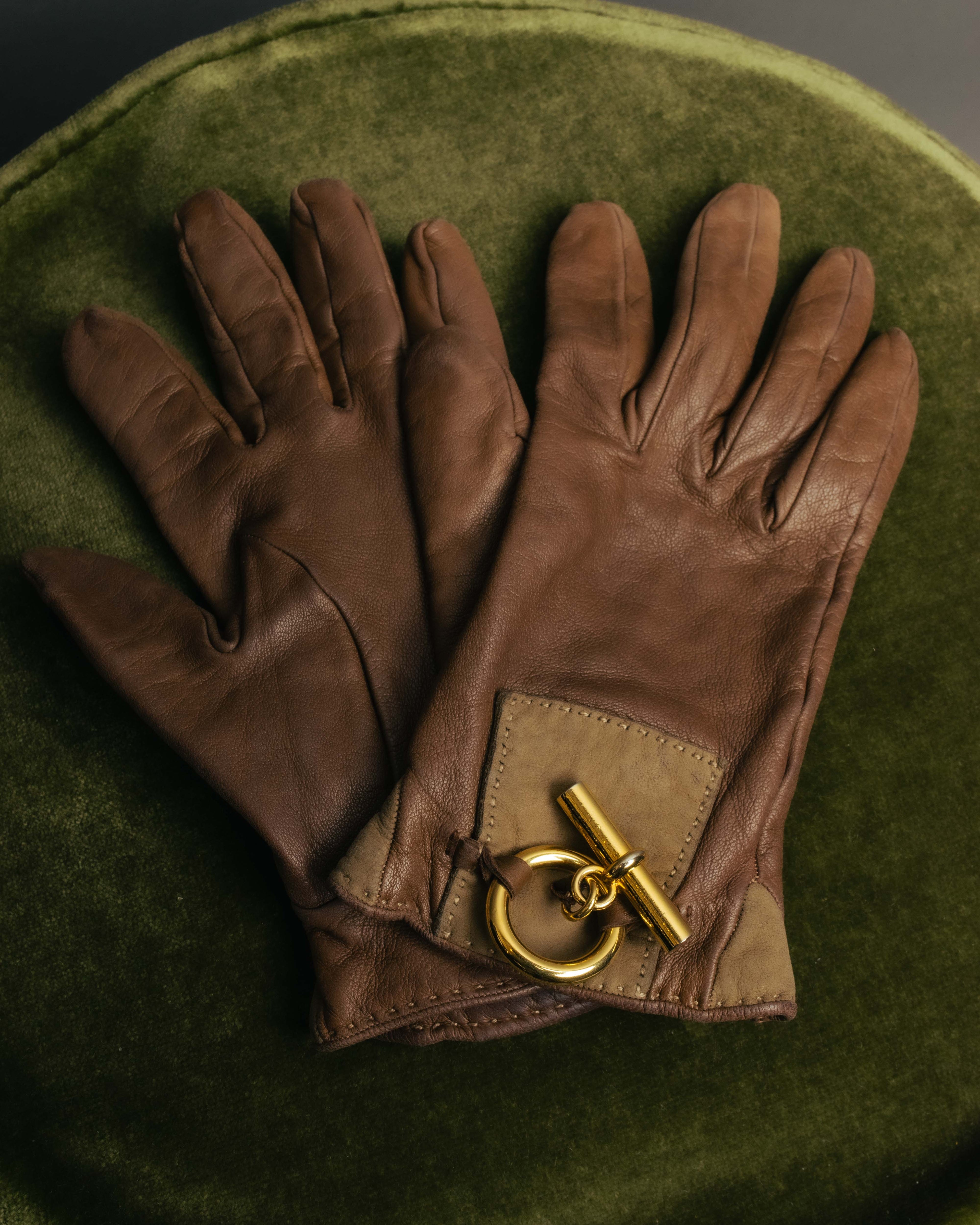 -SPECIAL- “HERMÈS” 80’s-90’s Chaine d’ancre leather gloves