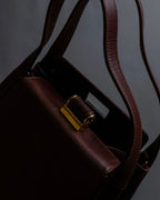 "Salvatore Ferragamo" Half-moon shaped Bordeaux color leather shoulder bag