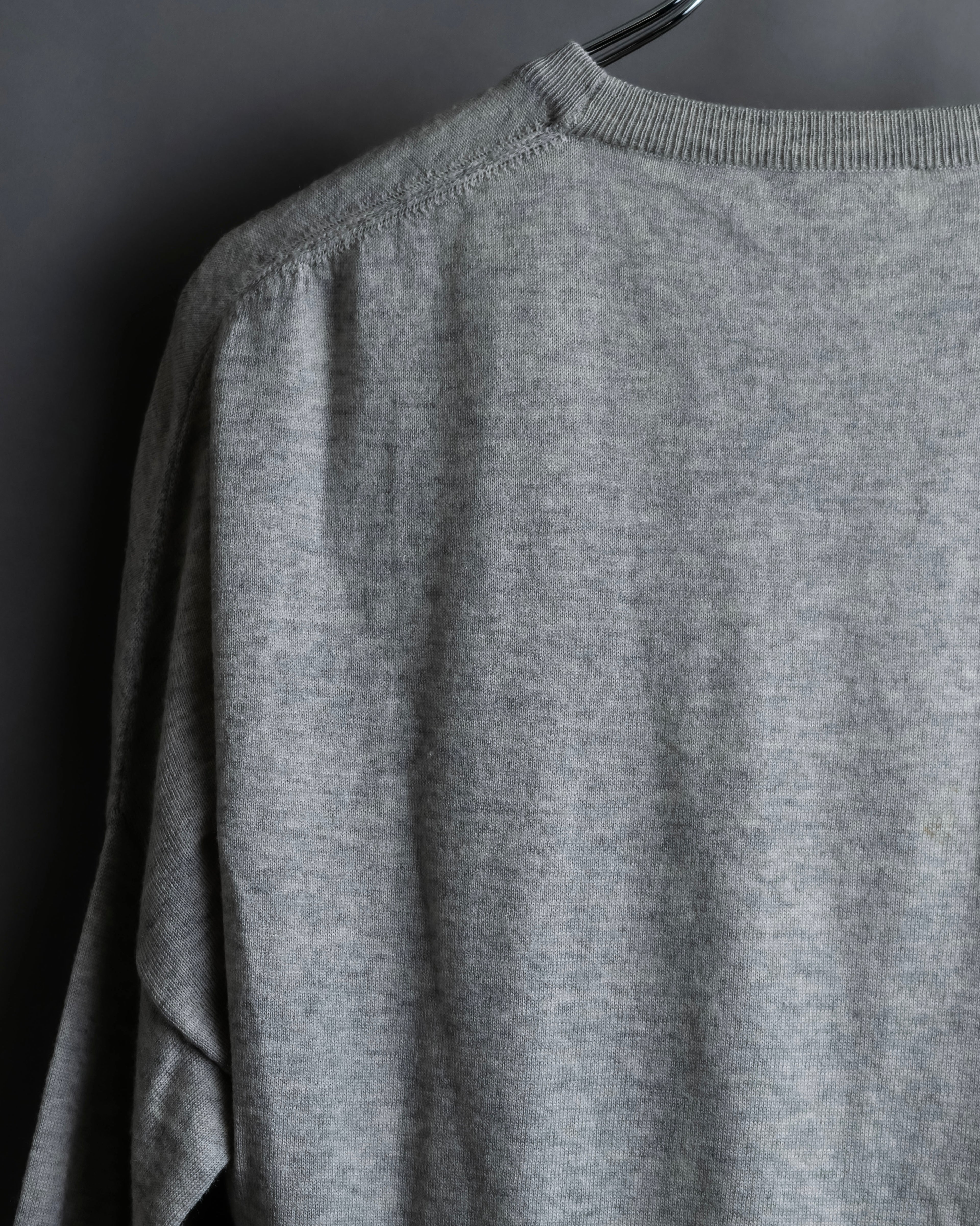 "JIL SANDER" Solid texture V neck mixed knit