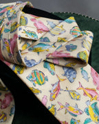 "GUCCI" Colorful fish motif silk neck tie