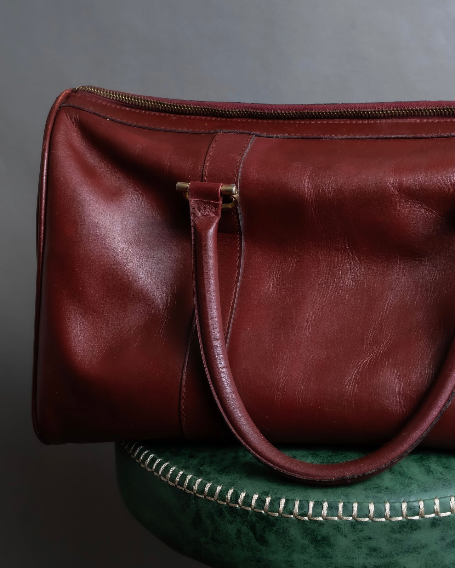 "Cartier" 2C logo engraved bordeaux color boston bag