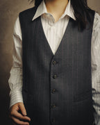-SPECIAL- “HERMES” 2007-2009 Super 100s pinstripe tailored long gilet