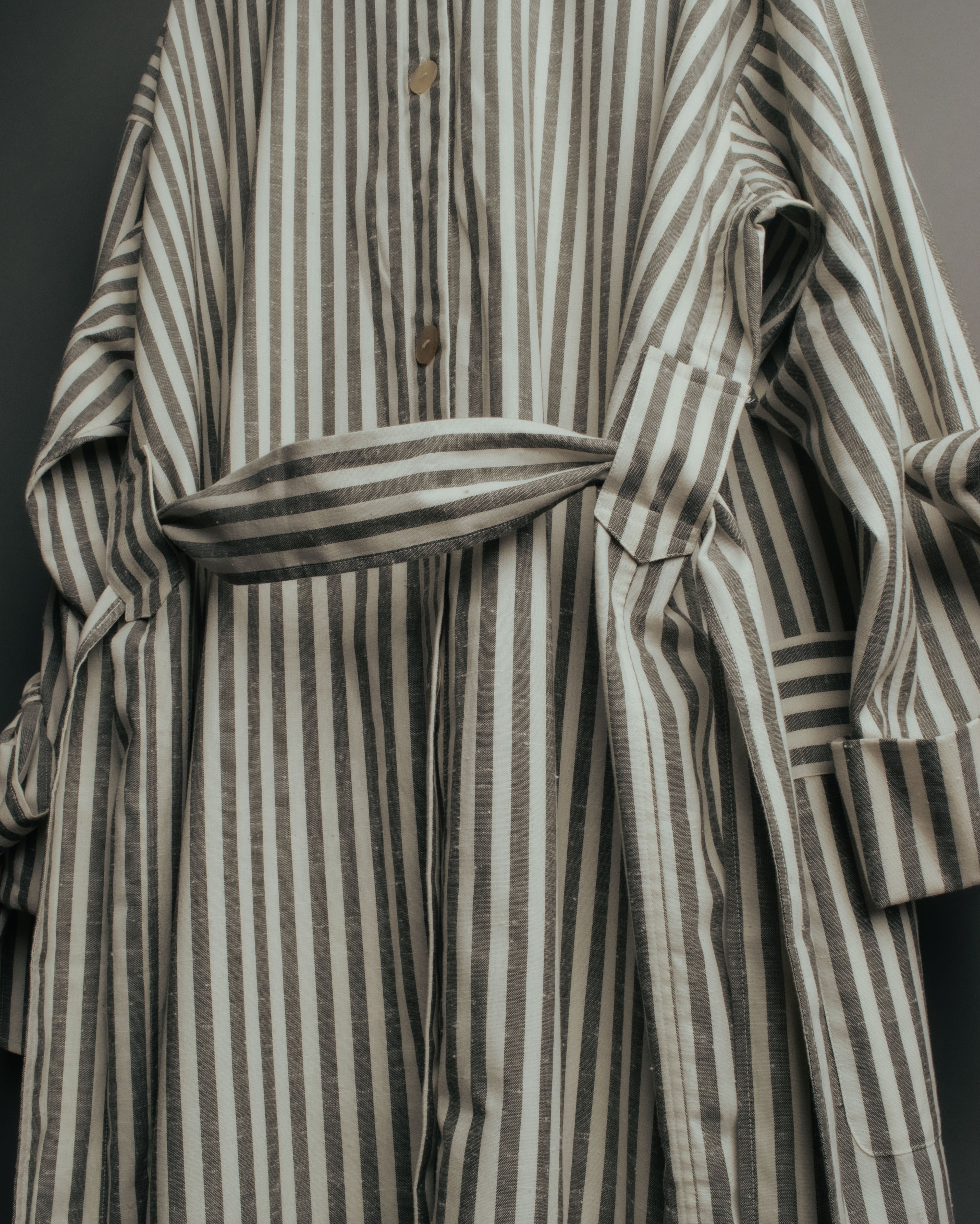 -SPECIAL- “LOEWE” 2010’s striped ribbon sleeve long gown coat