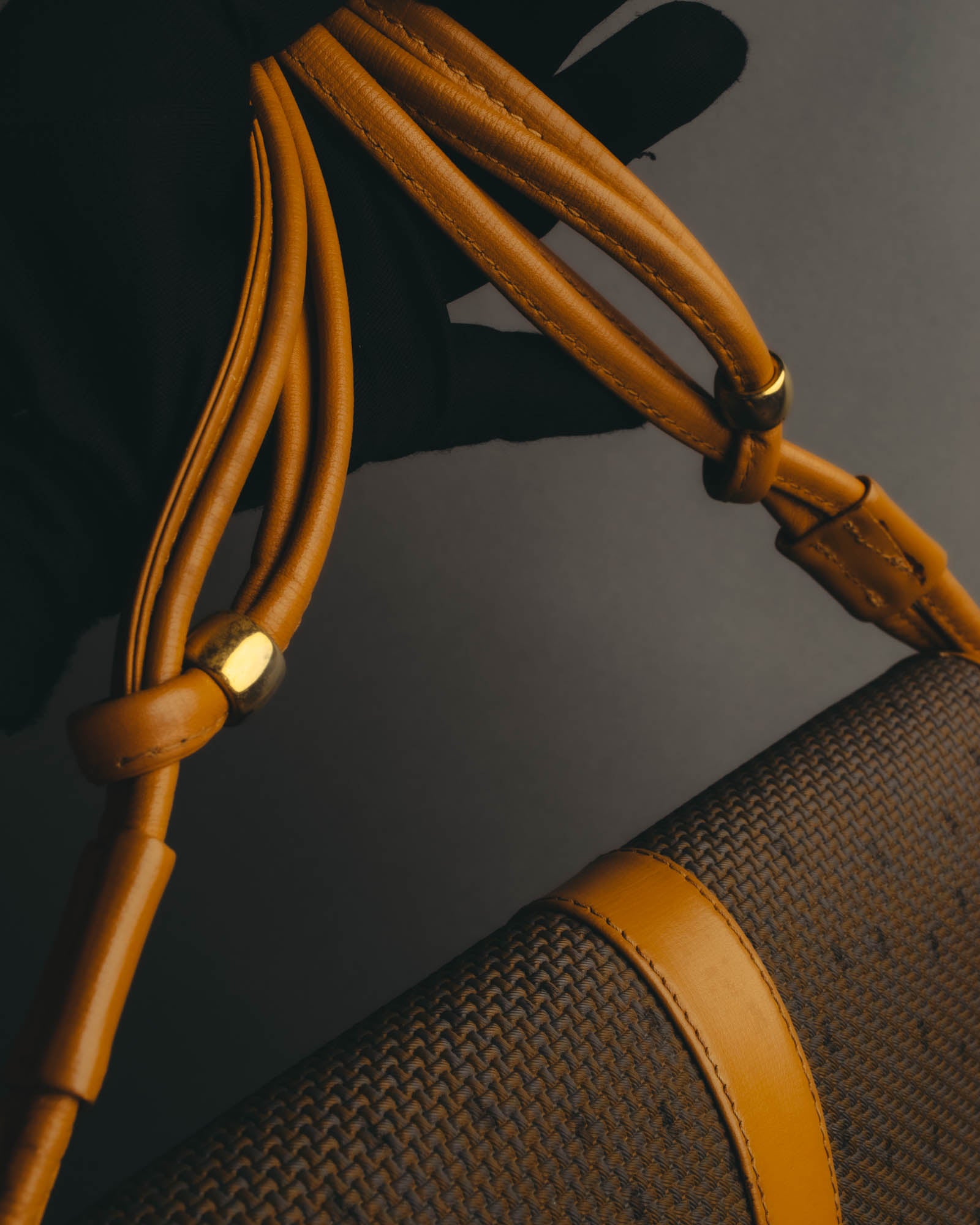 "Yves Saint Laurent" 70's-90's Woven leather shoulder bag