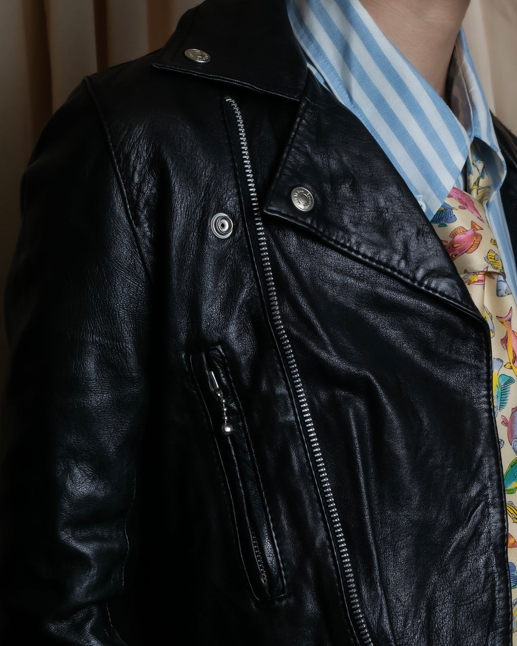 "HYSTERIC GLAMOUR" Lamb leather double riders jacket