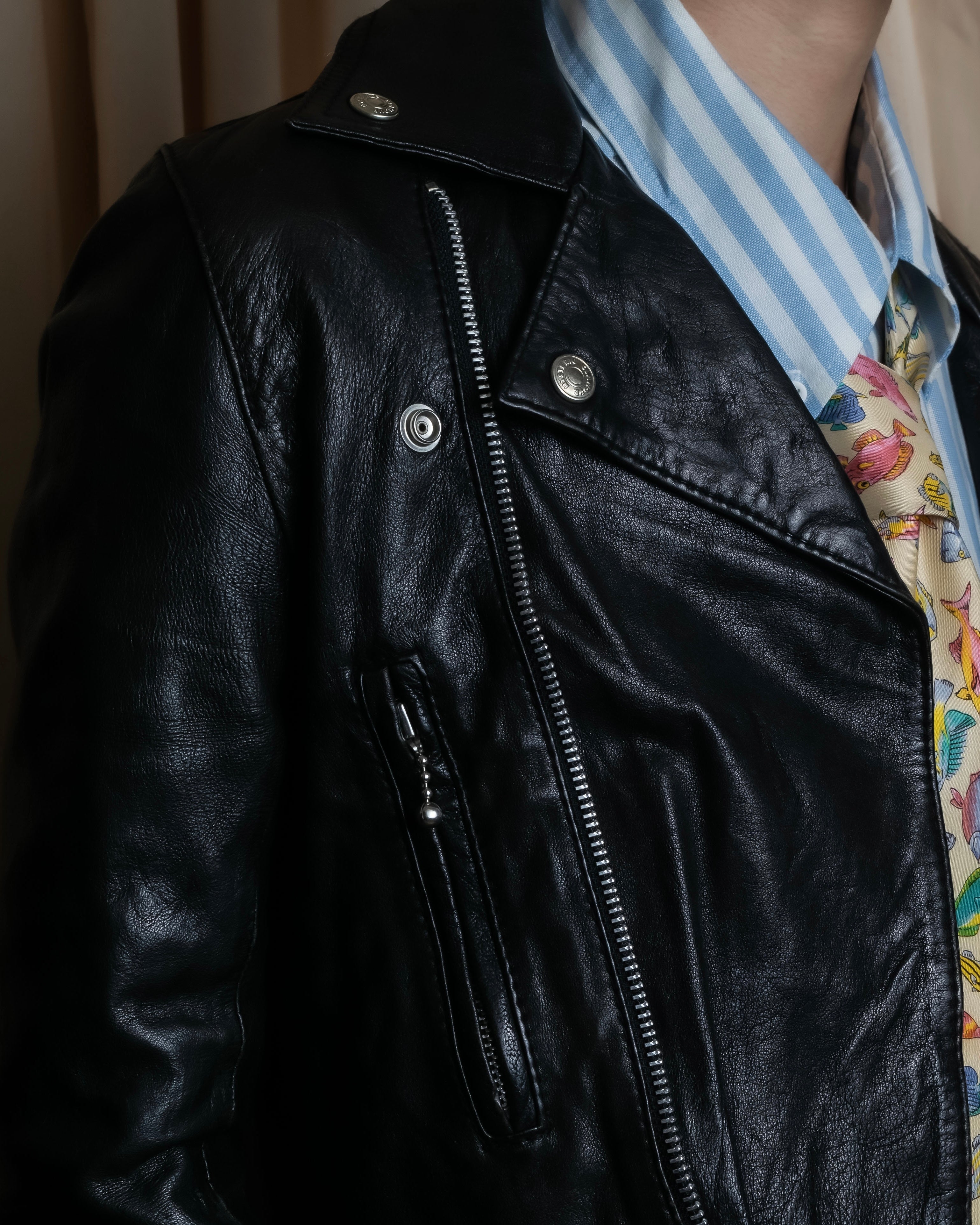 "HYSTERIC GLAMOUR" Lamb leather double riders jacket
