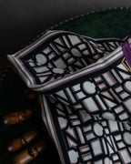 "CELINE" Belt motif pattern purple color silk scarf