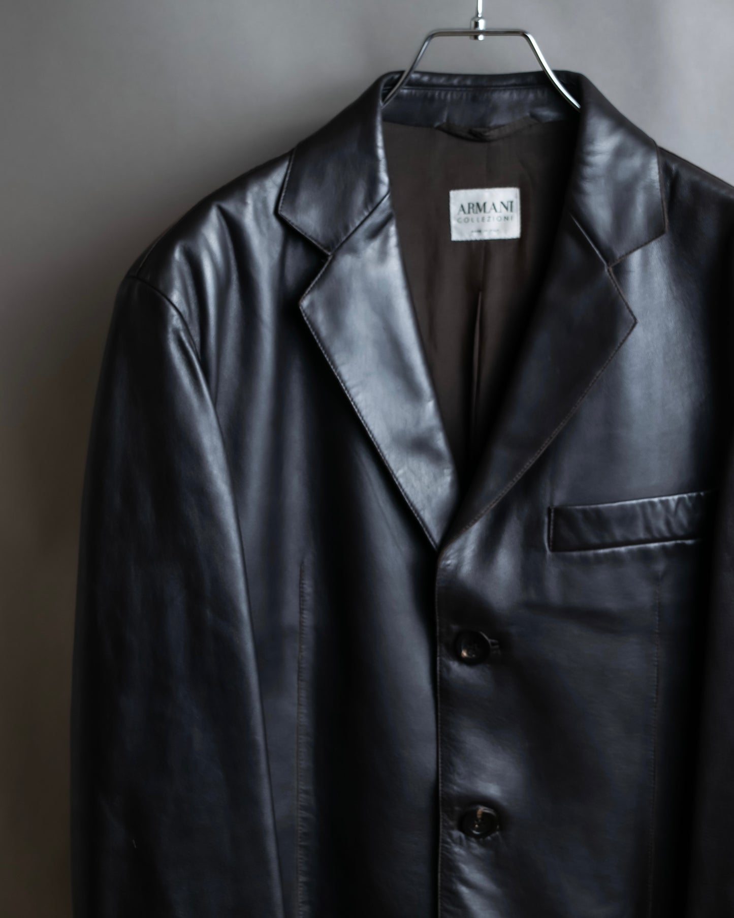 "ARMANI COLLEZIONI" 100% lamb leather oversized tailored jacket