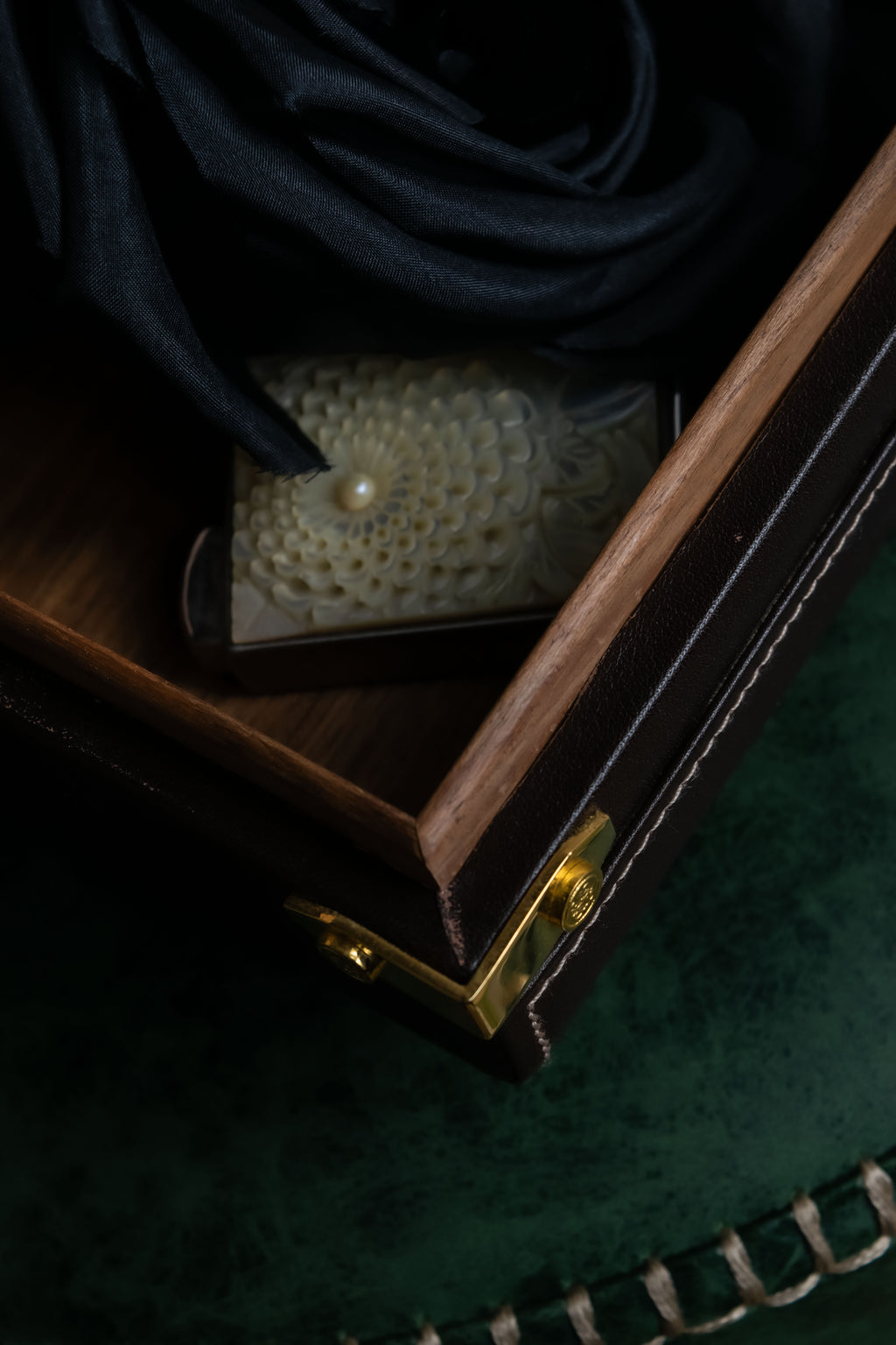 "LOEWE" Logo engraved wooden storage box