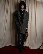 "GIORGIO ARMANI" Greige mix checkered pattern tailored jacket