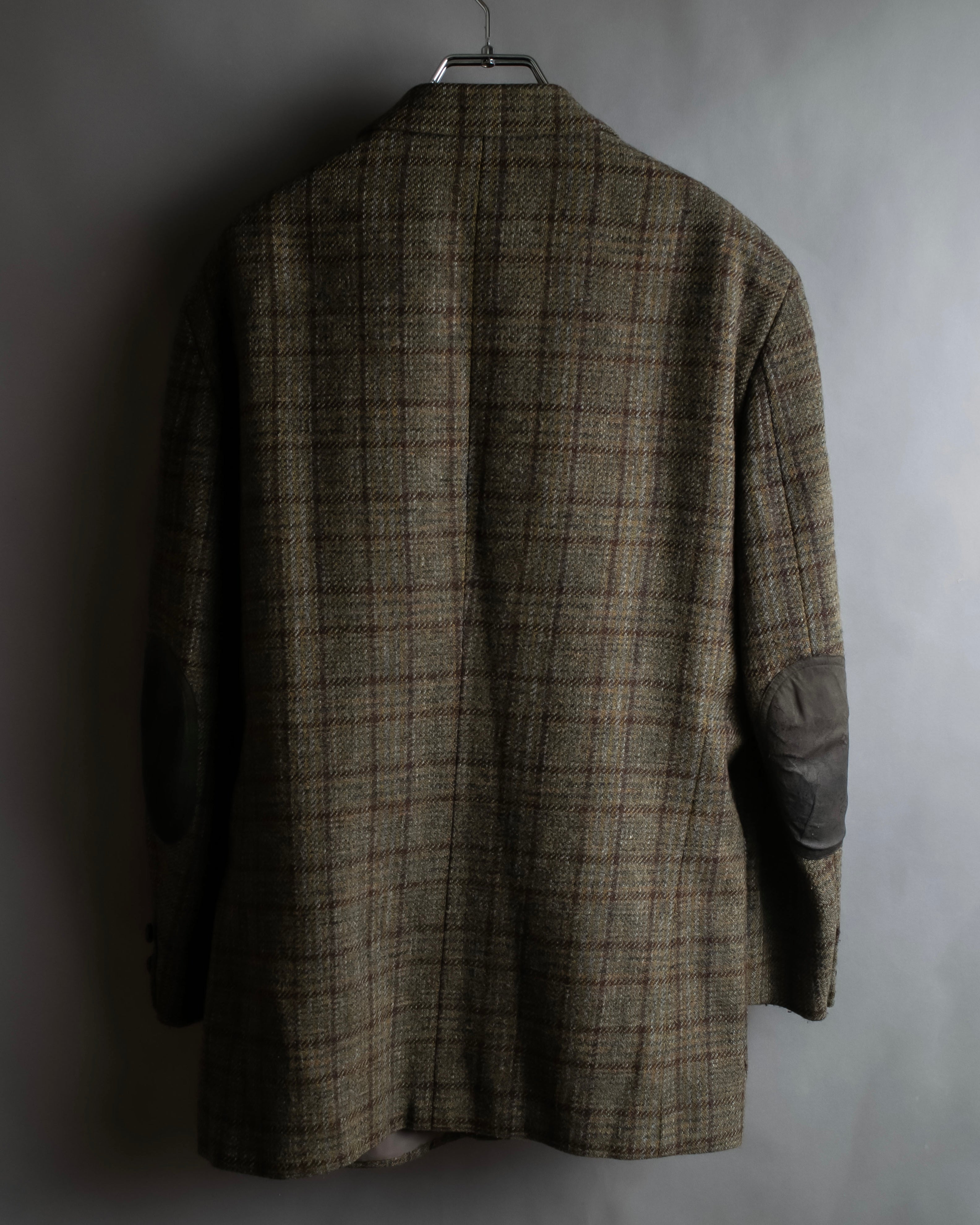 "BURBERRYS" Elbow patch design gun club check tweed jacket