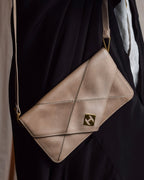 "HERMES" 70's Diamond stitched envelope leather bag