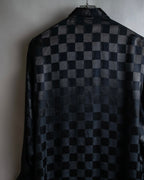 "FENDI JEANS" Logo engraved check pattern glossy shirt