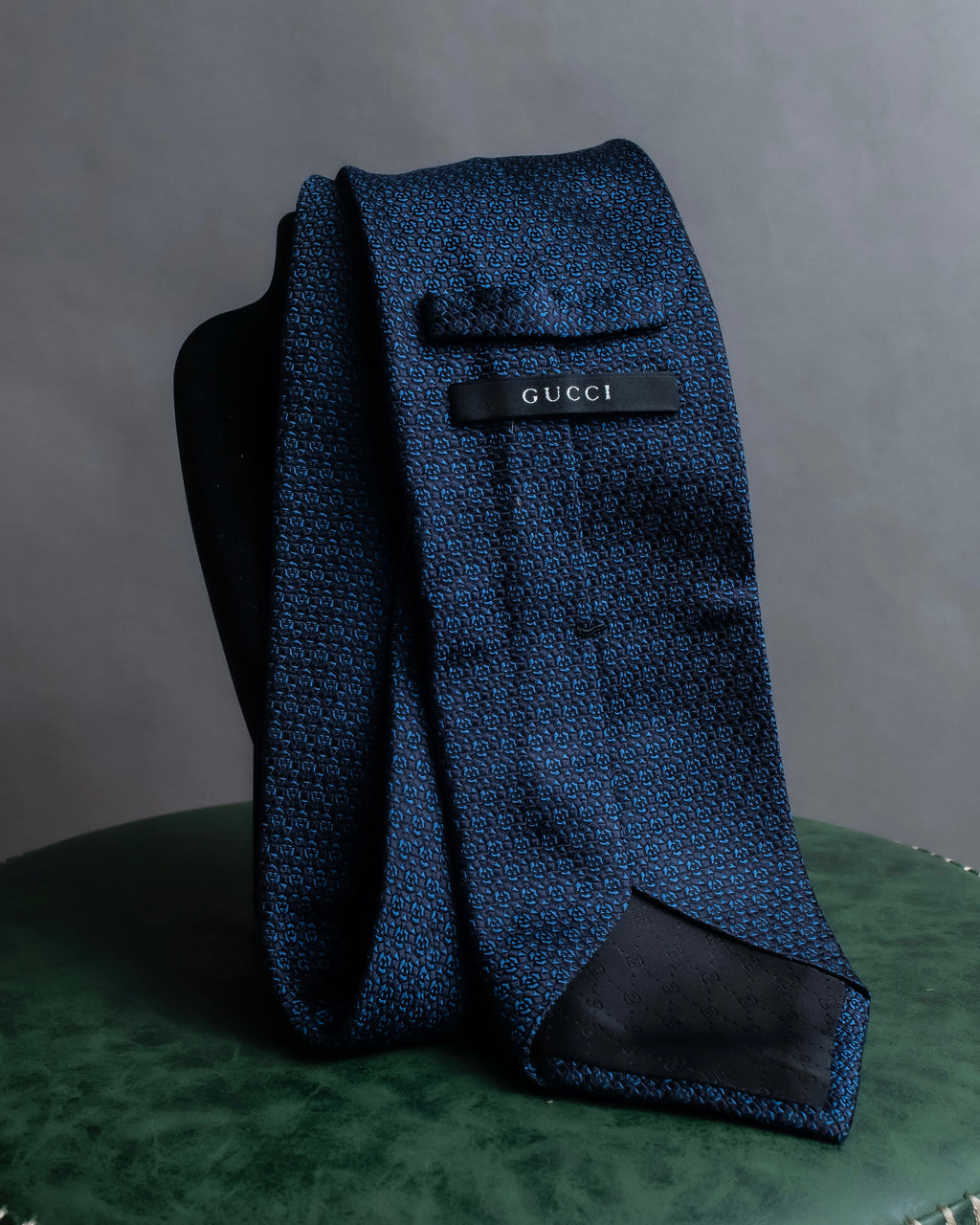 "GUCCI" Navy micro pattern silk necktie