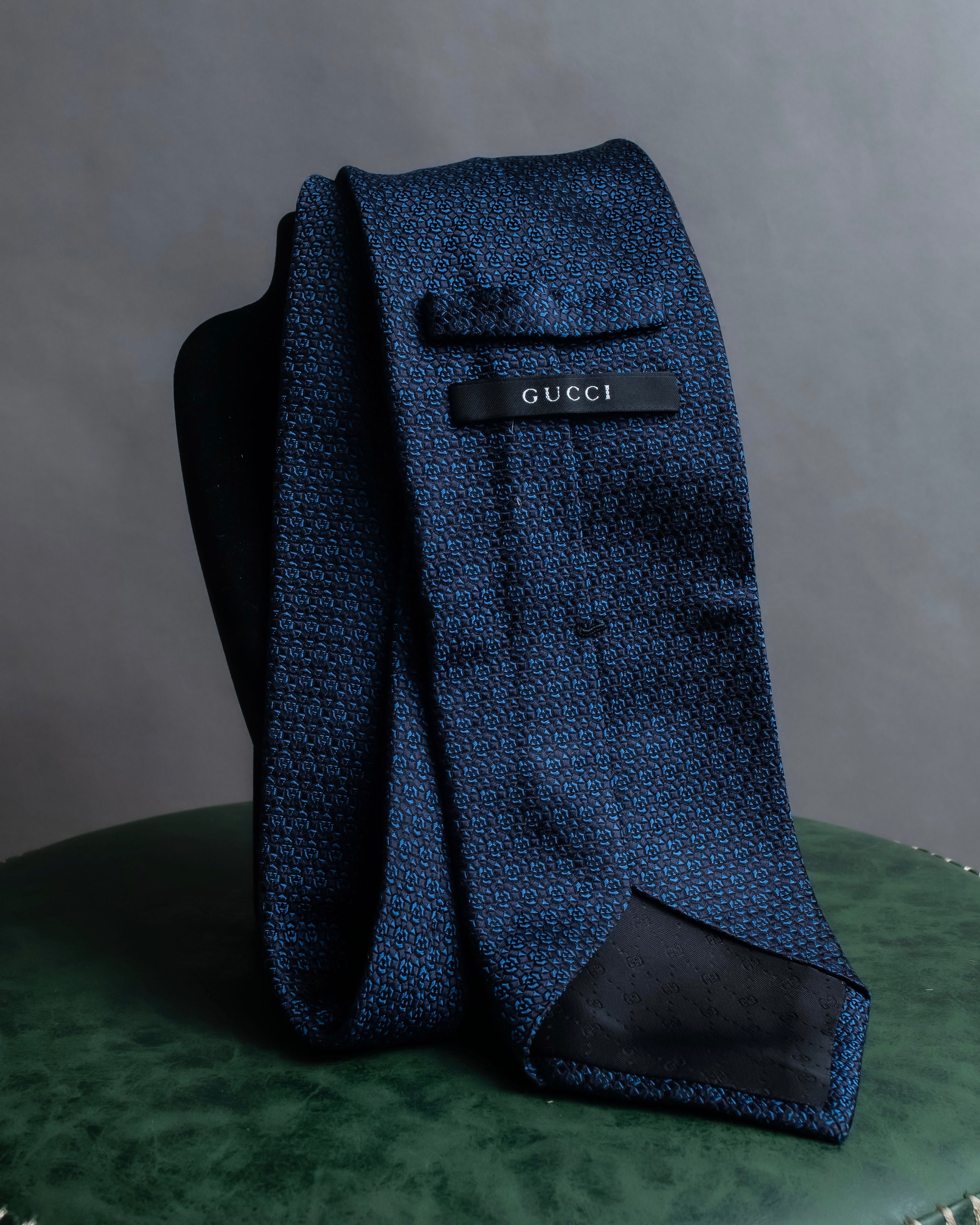 "GUCCI" Navy micro pattern silk necktie