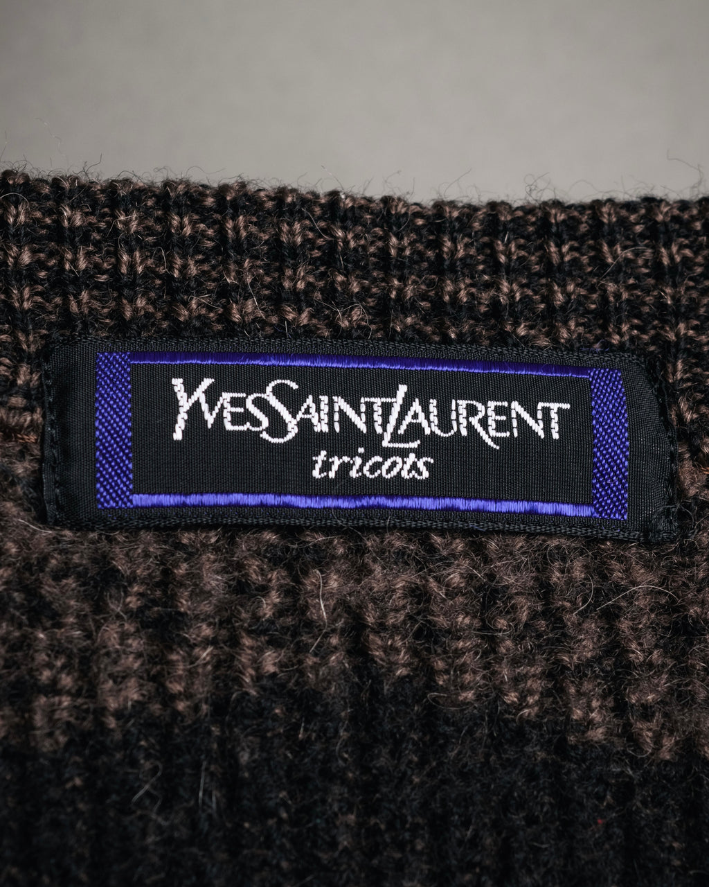 “Yves Saint Laurent” 80’s-90’s geometric knit cardigan