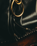 -SPECIAL- "Gucci" 80's Vintage tiger head leather draping shoulder bag with crest charm