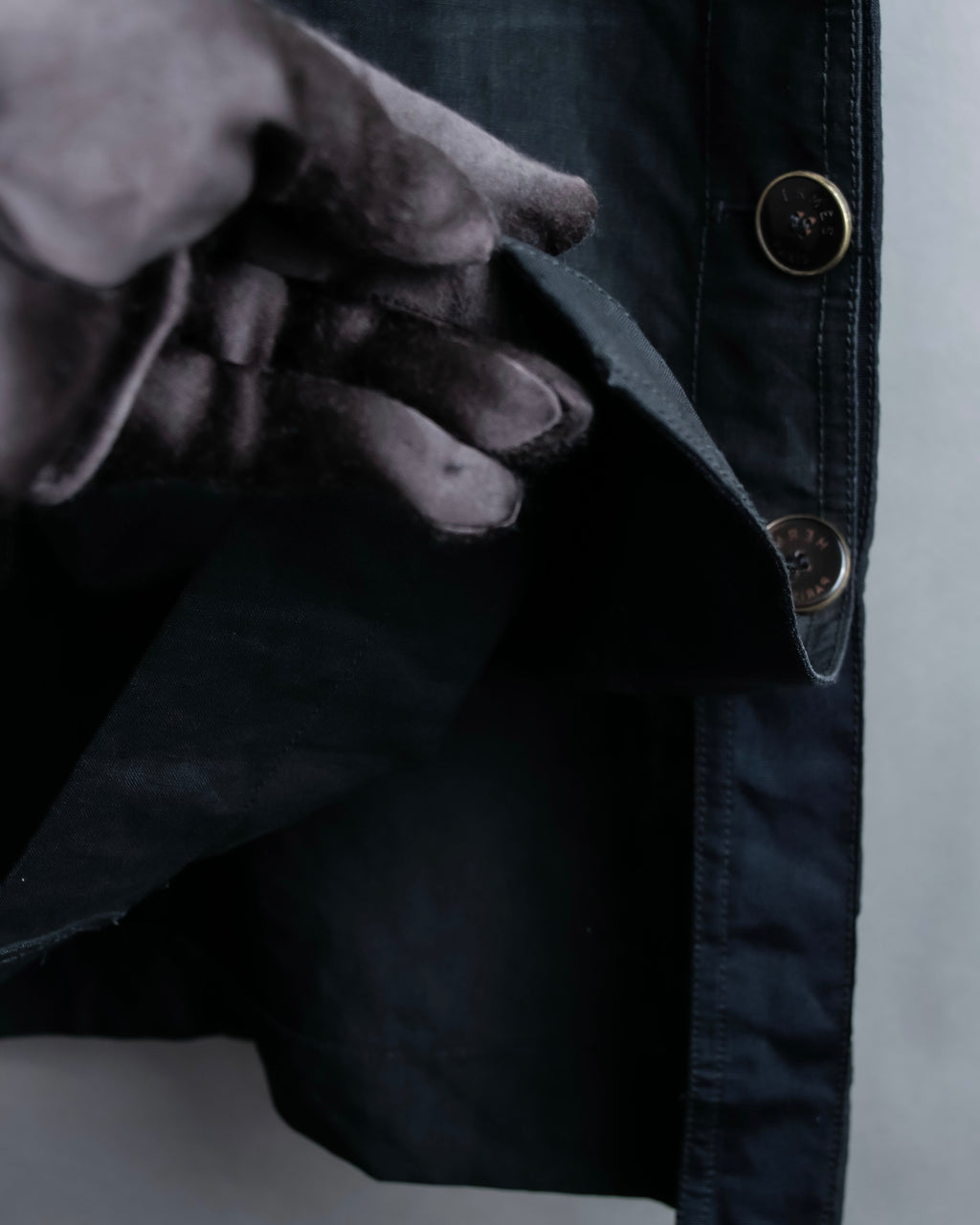 "HERMES" Belted button design linen skirt