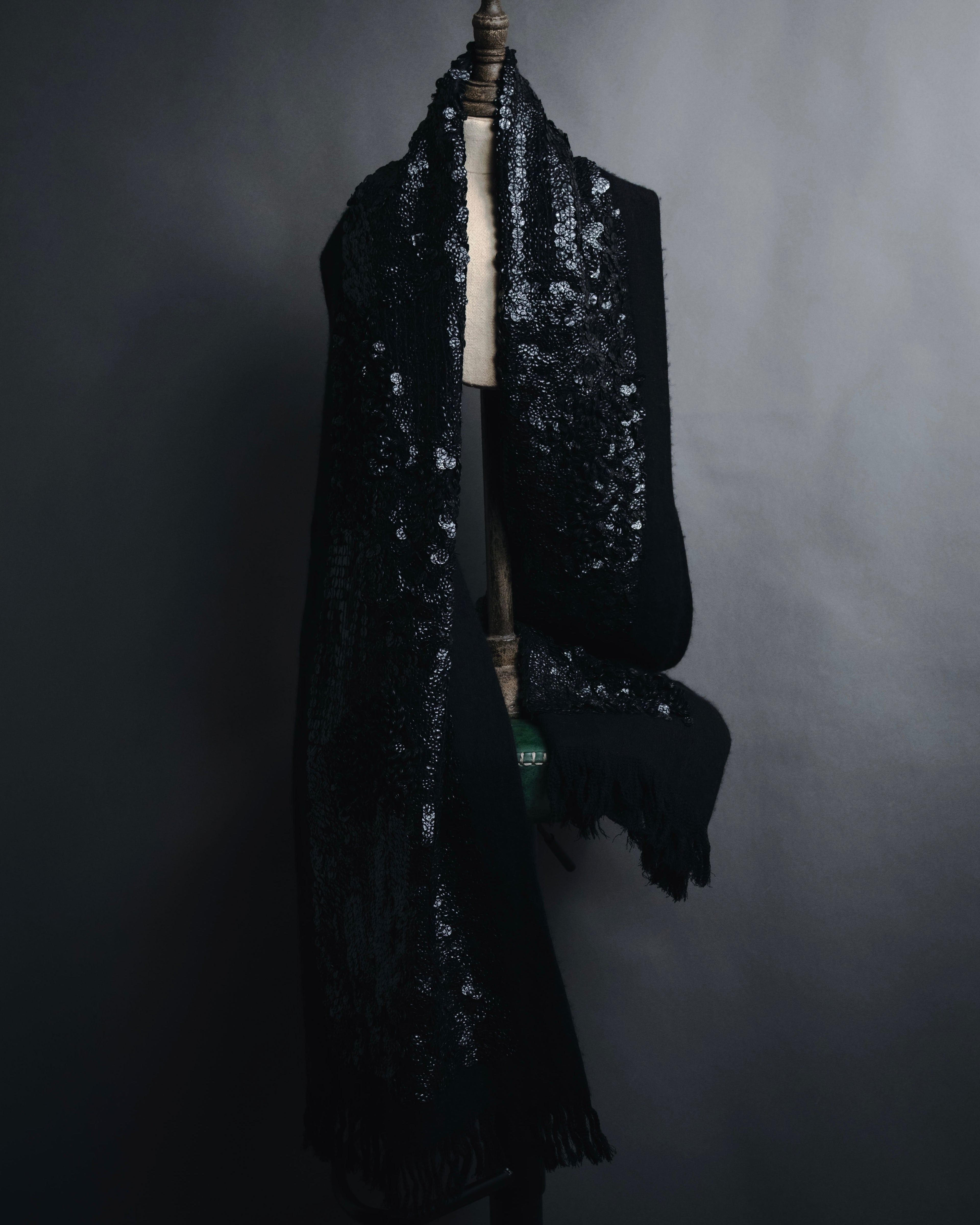 "DRIES VAN NOTEN" 2012AW embellished cashmere silk scarf