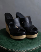 "Jimmy Choo" Leather combination wedge sole heel sandals