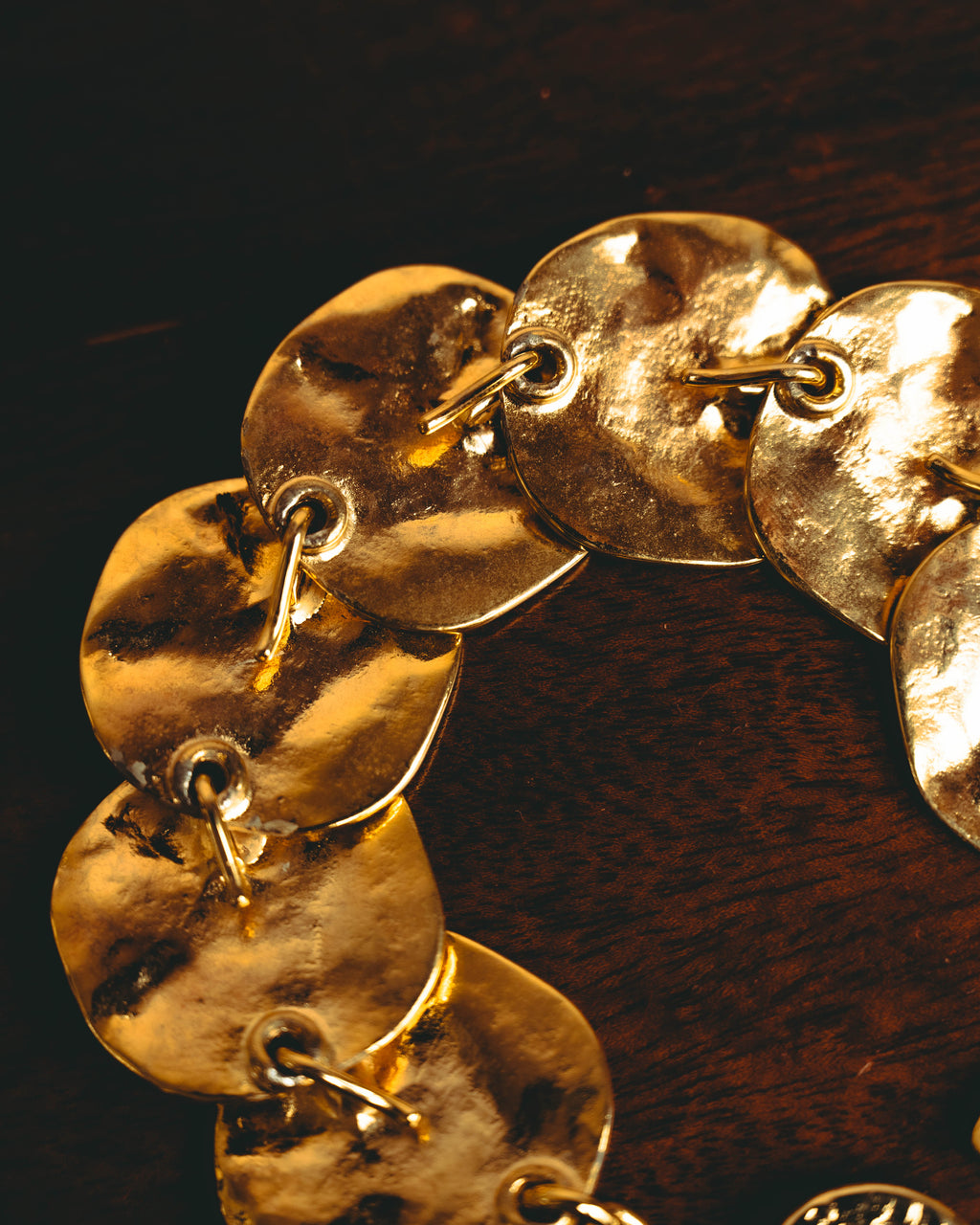 -SPECIAL- “Yves Saint Laurent” 80’s-90’s Hammered gold coin link bracelet