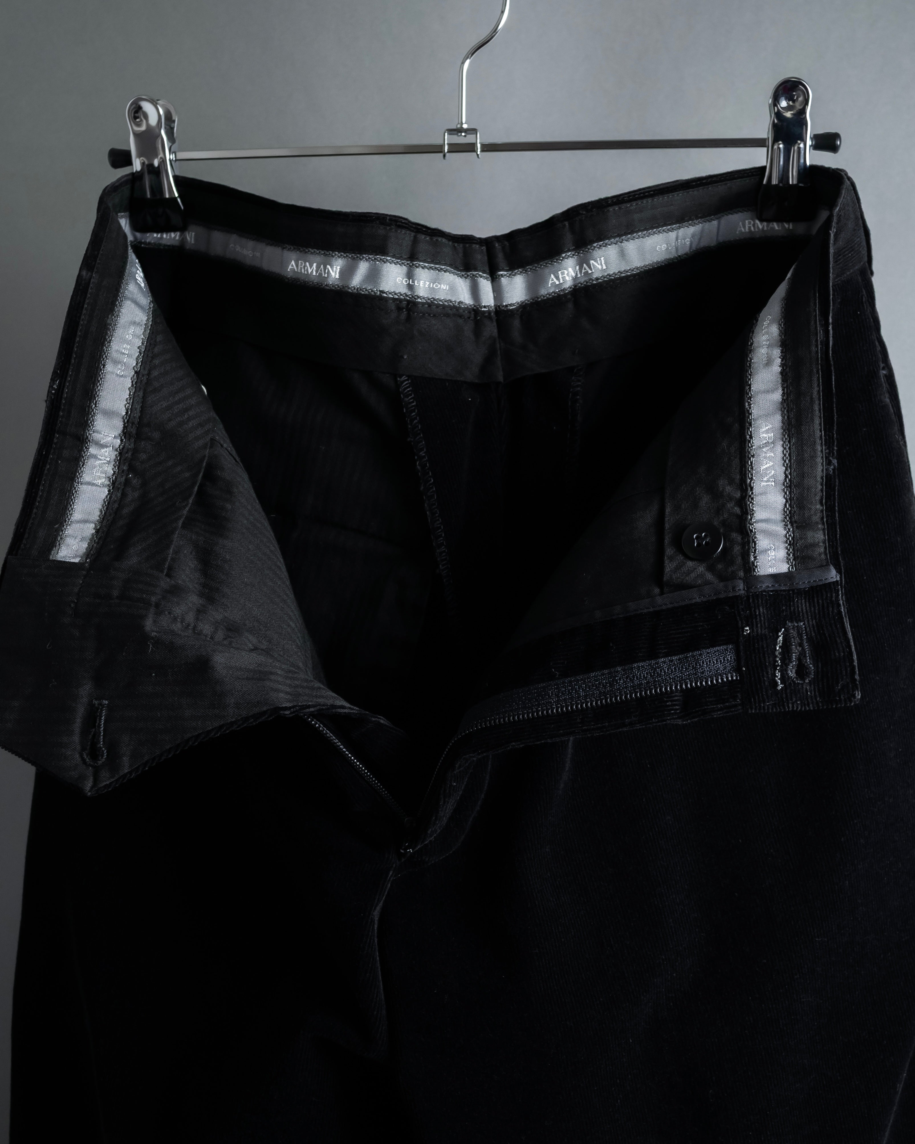 "ARMANI COLLEZIONI" Black corduroy relaxed set up