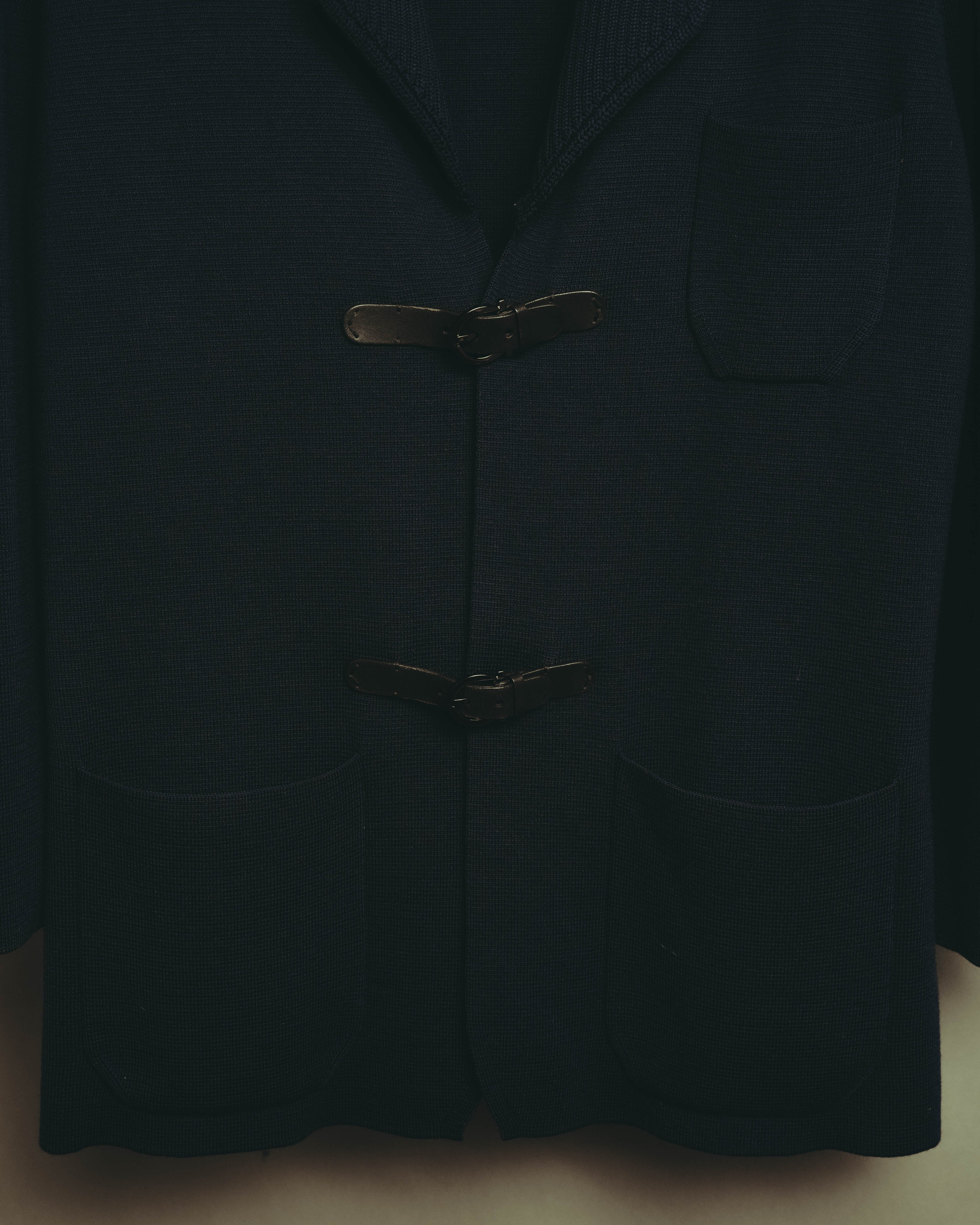 “Salvatore Ferragamo” 80’s-90’s Gancini buckle virgin wool knit jacket