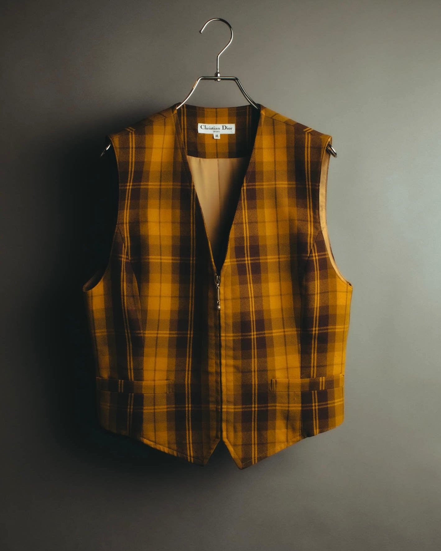 “Christian Dior” 90’s-00’s Plaid wool zip tailored vest