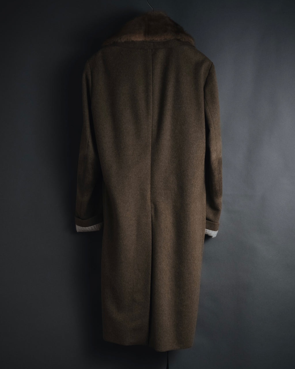 "PRADA" 90’s-00’s embellished fur-collar stretch tech coat