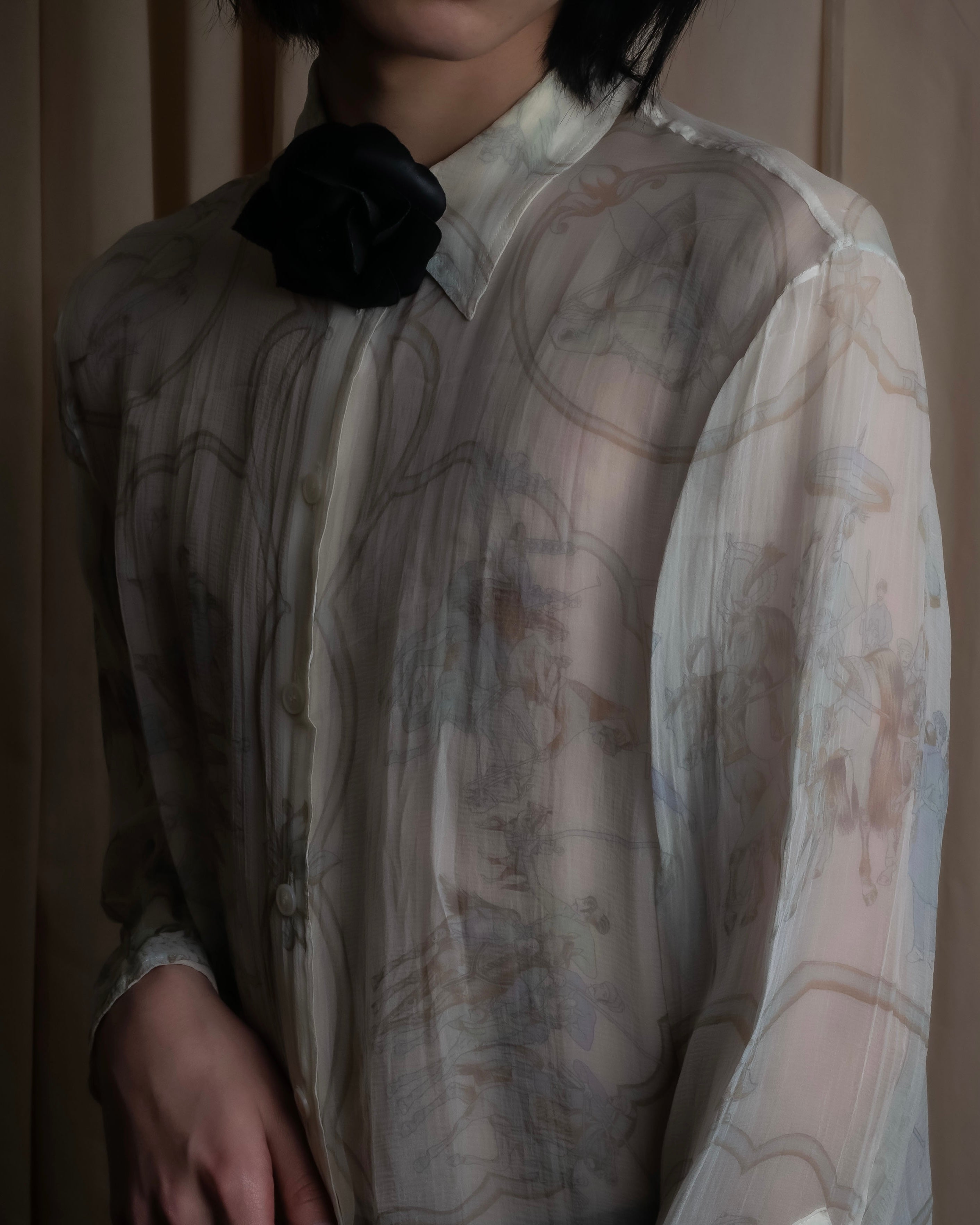 "HERMES" Margiela period abstract pattern shirt