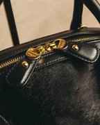 -SPECIAL- “Salvatore Ferragamo“ 90's-00's Gancini pony hair and leather dual-way boston bag