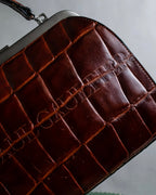 "JEAN PAUL GAULTIER" Logo engraved crocodile embossed 2way leather bag