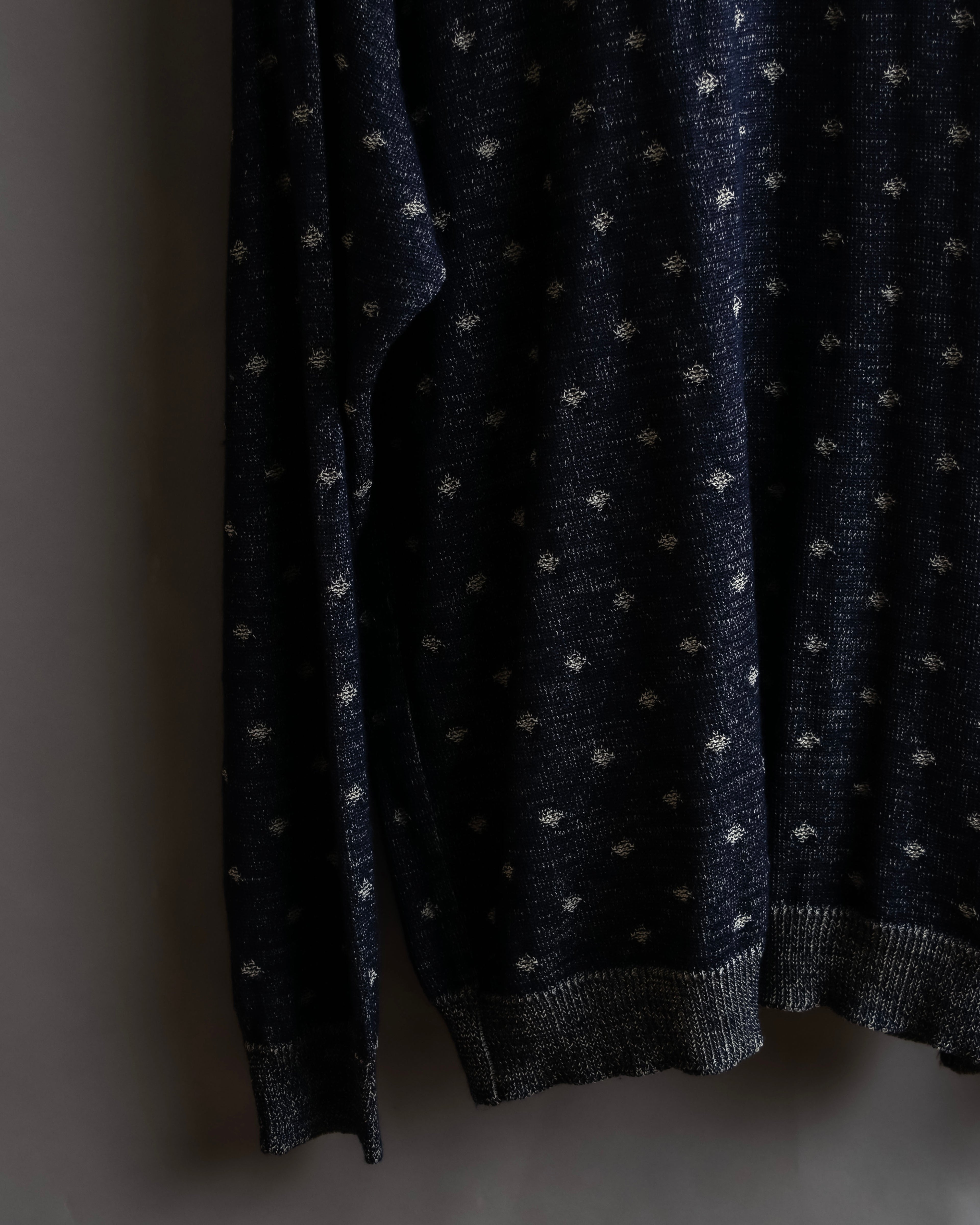 "Vintage abstract polka dot knit cardigan"
