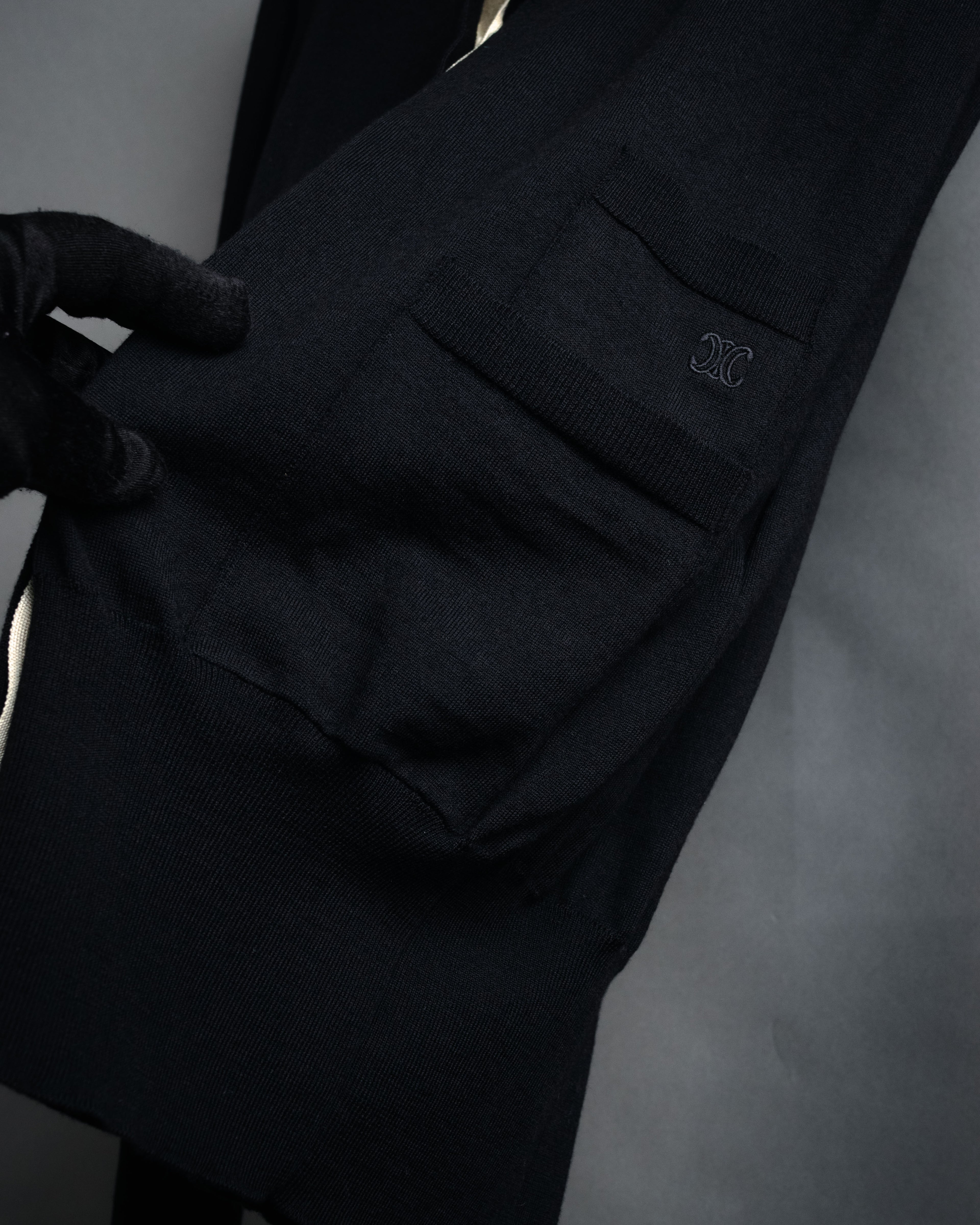 “CELINE” 2010’s Contrast placket wool silk cardigan