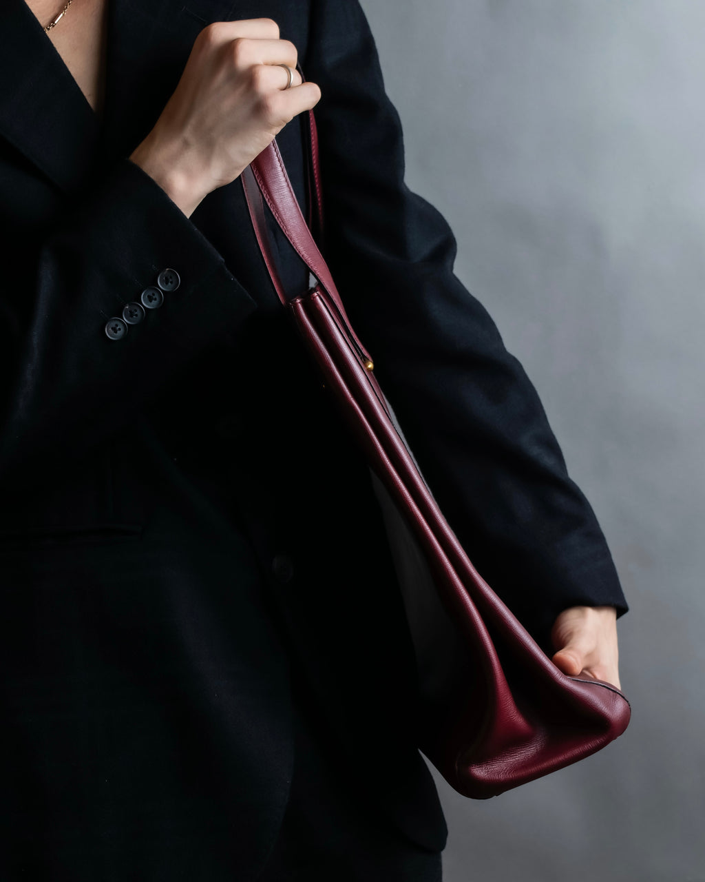 "Cartier" Jewelry ruby color leather tote bag