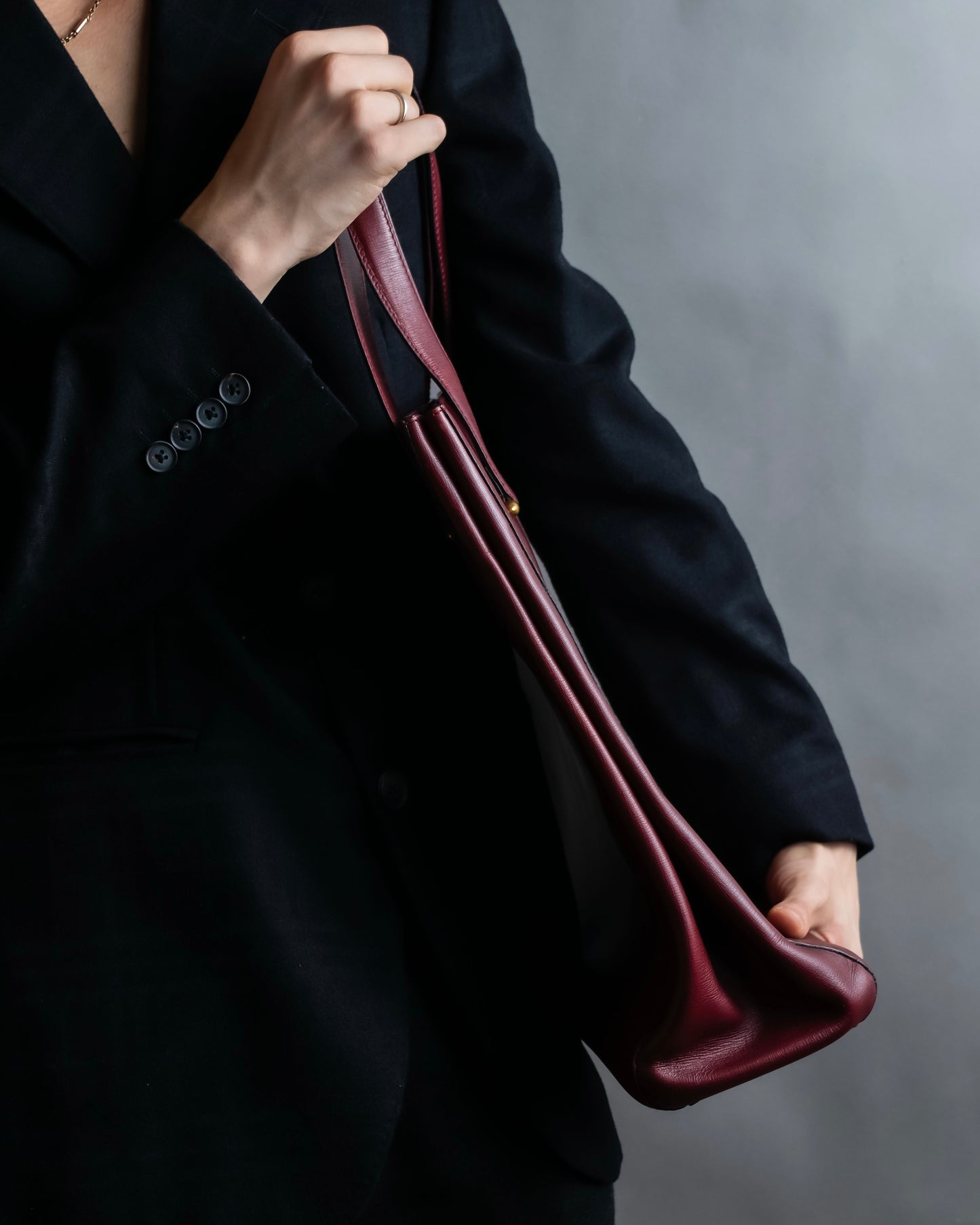 "Cartier" Jewelry ruby color leather tote bag