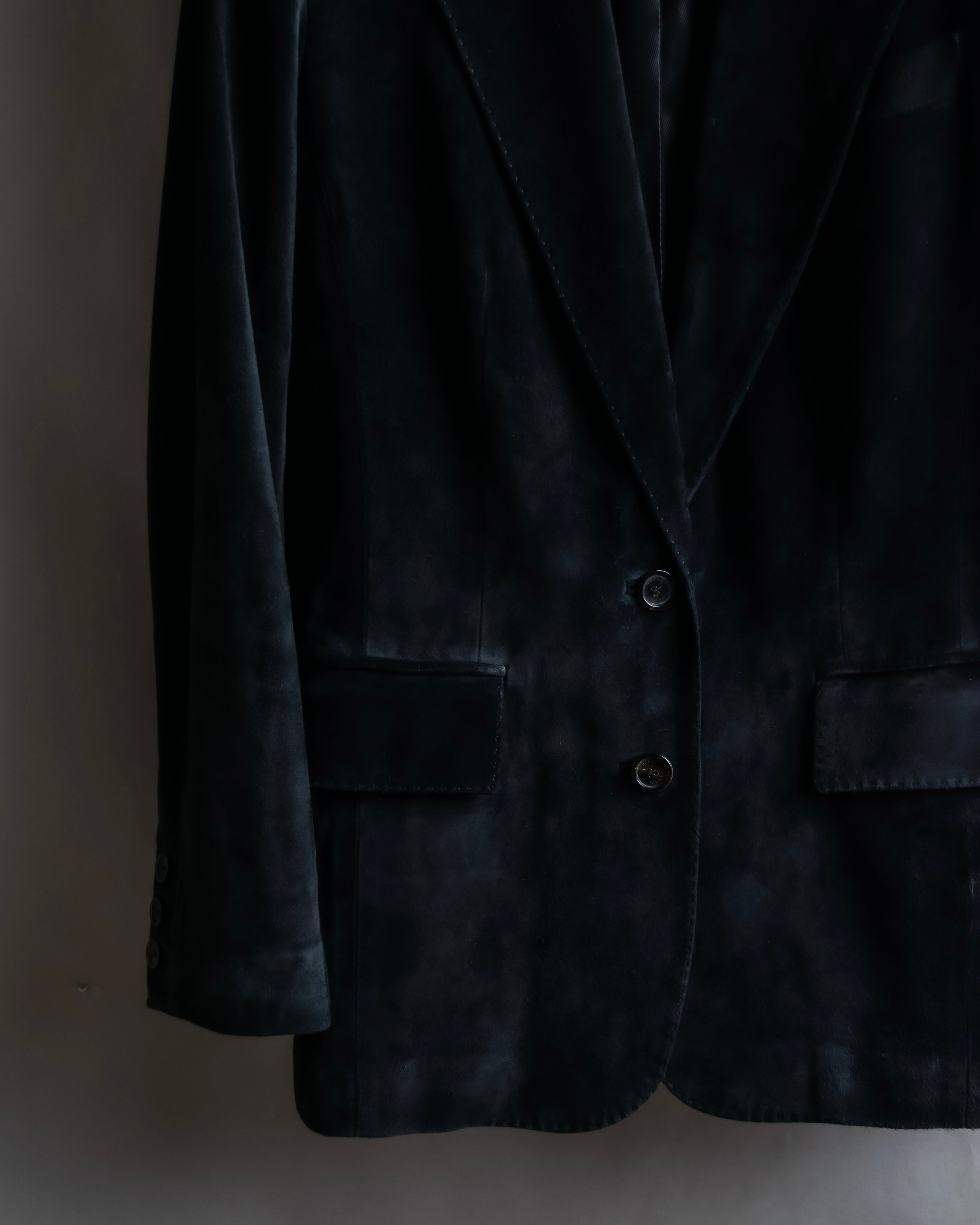 "GUCCI" Stitch design suede tailored jacket