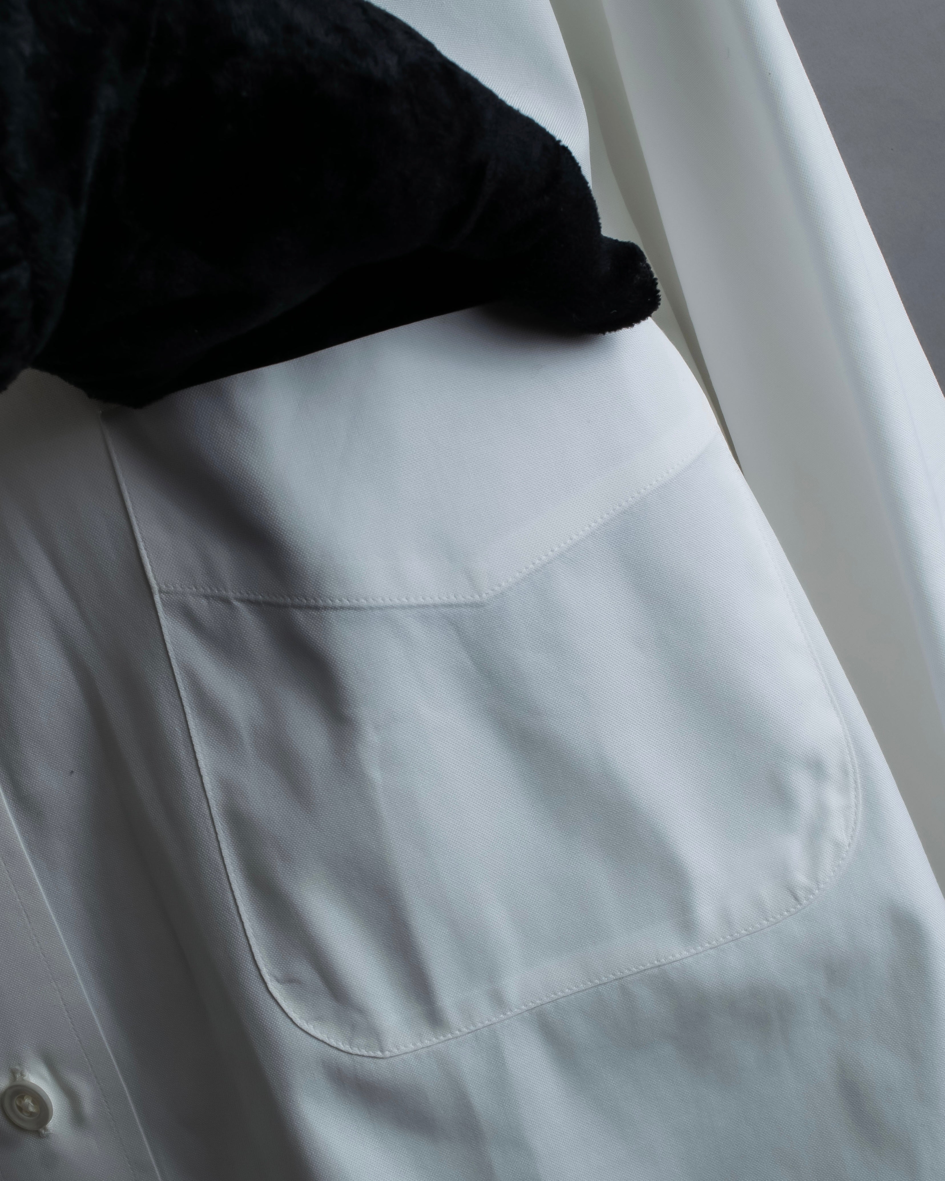 "HERMES" Yoke switching design white cotton shirt