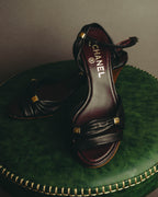 "CHANEL" 90's-00's Bow leather ankle strap sandals