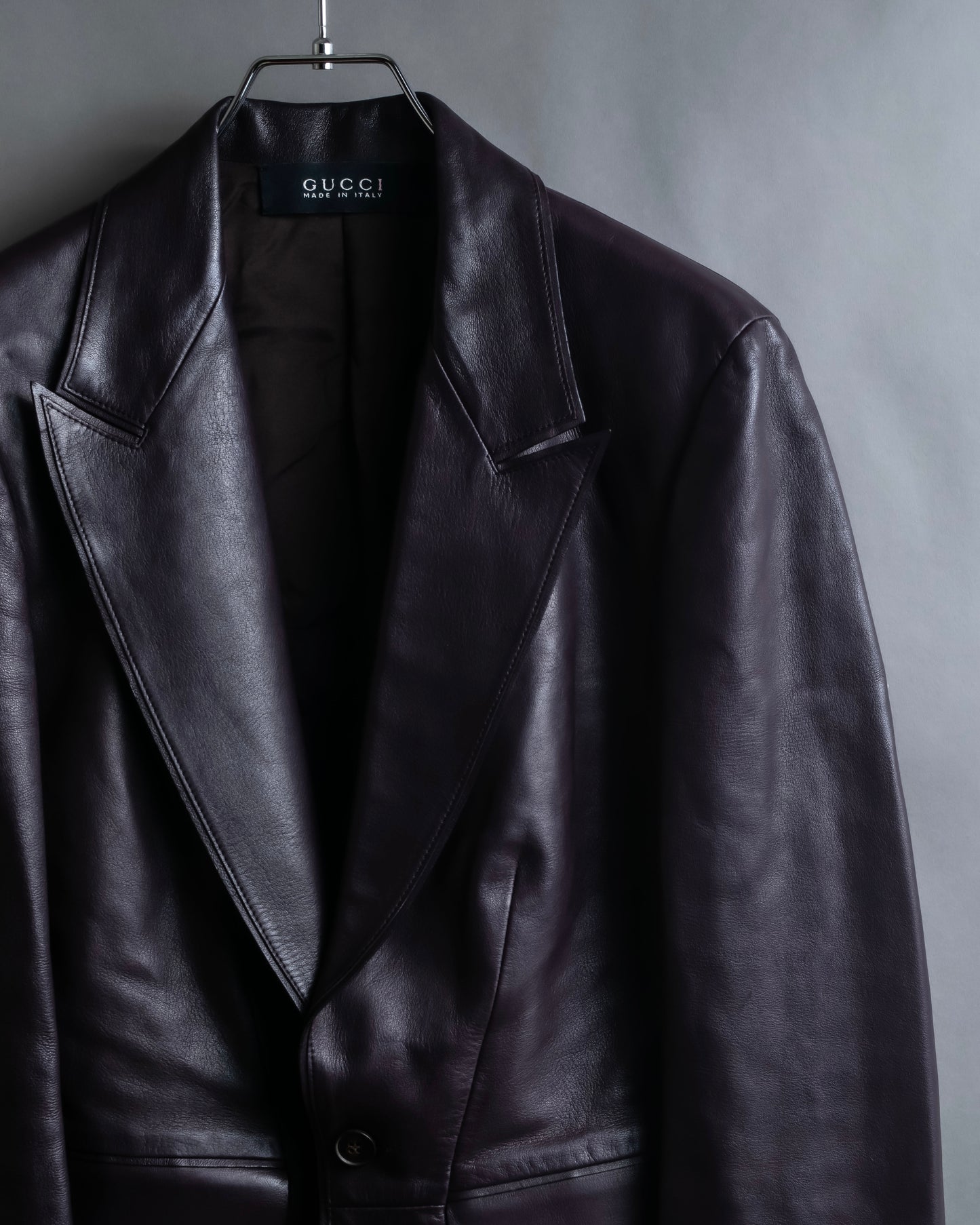 "GUCCI" Cutting design leather tailored jacket