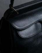 "GUCCI" Double flap design grained leather one-handle bag