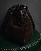 "Salvatore Ferragamo" 00’s suede gancini gathered bowling bag