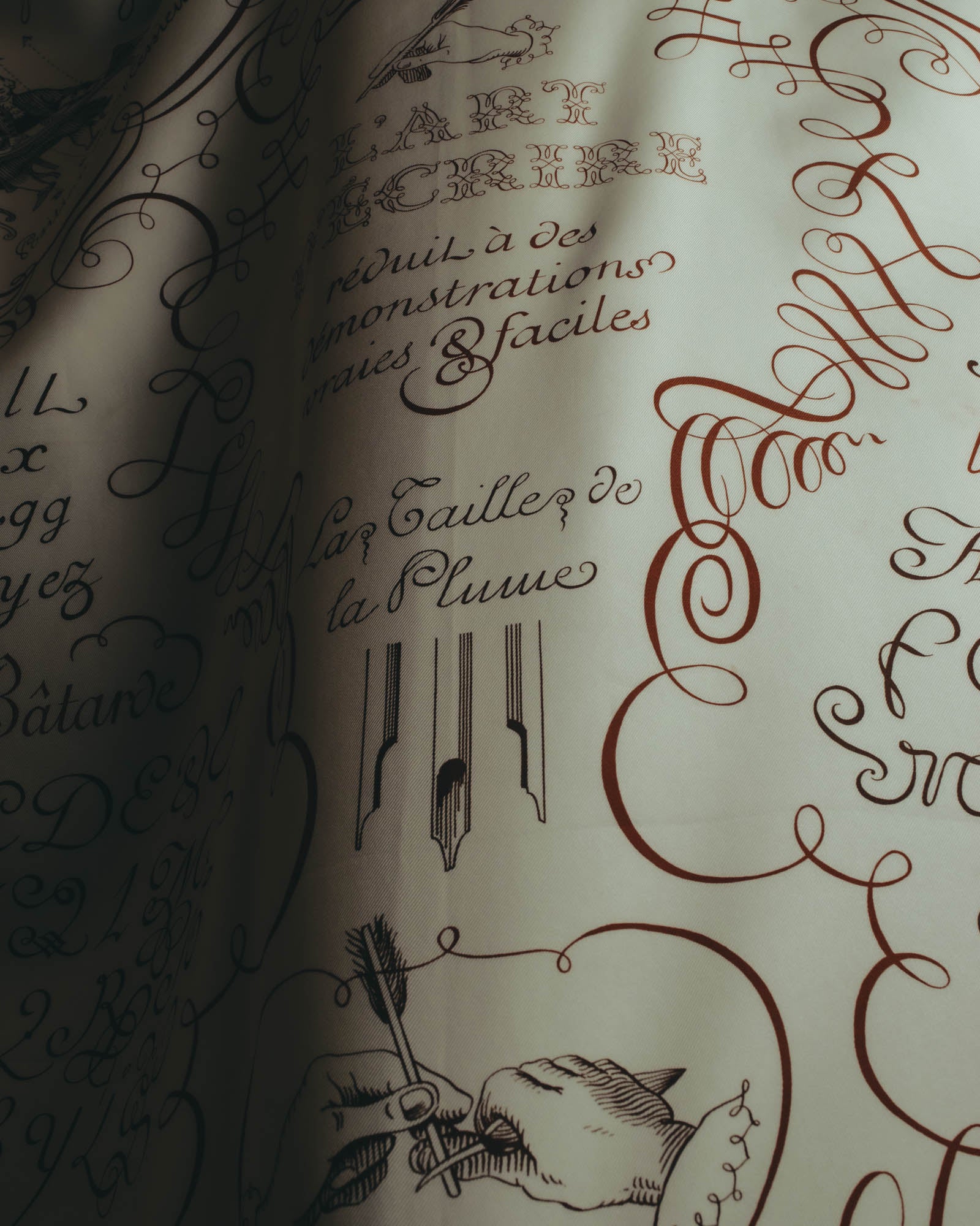 "Hermès" 90's Calligraphy print silk scarf