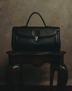 "Burberrys" 80's-90's Classic black leather top-handle handbag